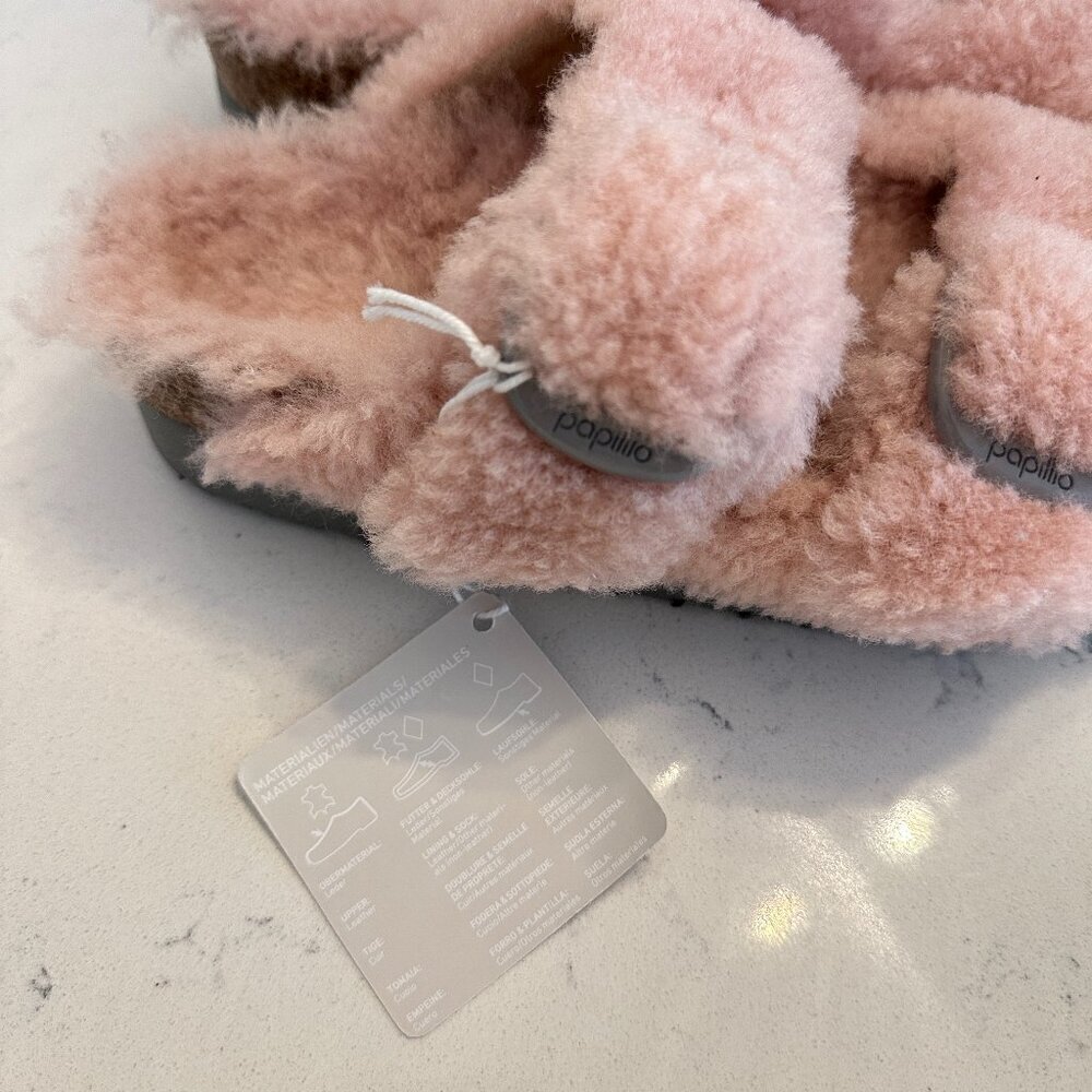 BIRKENSTOCK Arizona Big Buckle Genuine Shearling Slide Sandal in Crystal Rose - Picture 5 of 11